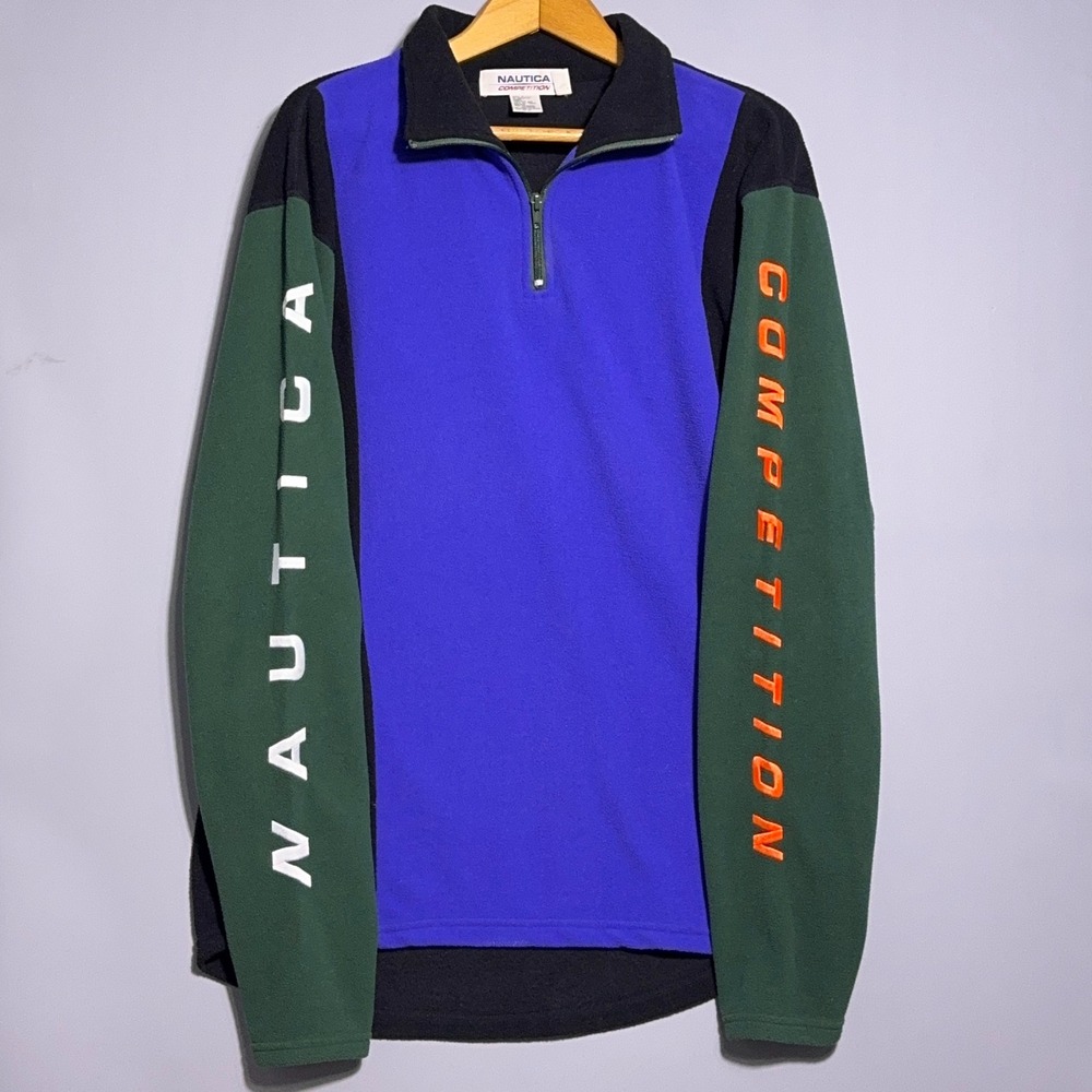 Vintage Nautica Competition 1/4 Zip 90s Fleece Pullover Mens Size XL USA Made